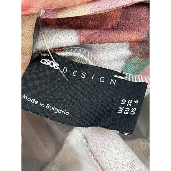 ASOS Dress Womens Size 6 Floral Pleated V Neck Key Hole Open Back Long - Picture 8 of 10